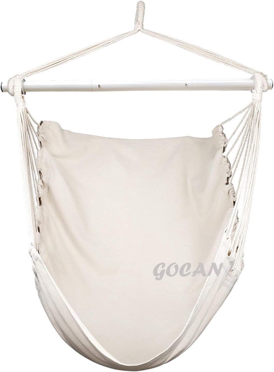 Hangmatstoel voor binnen en buiten - 110 x 150 cm voor 150 kg - Katoenen schommelstoel met brede zitting