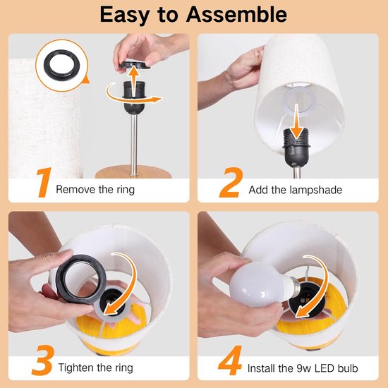 Set van 2 Dimbare Nachtkastlampjes met Touchfunctie en USB Oplaadpoorten van Tomons — afbeelding 2