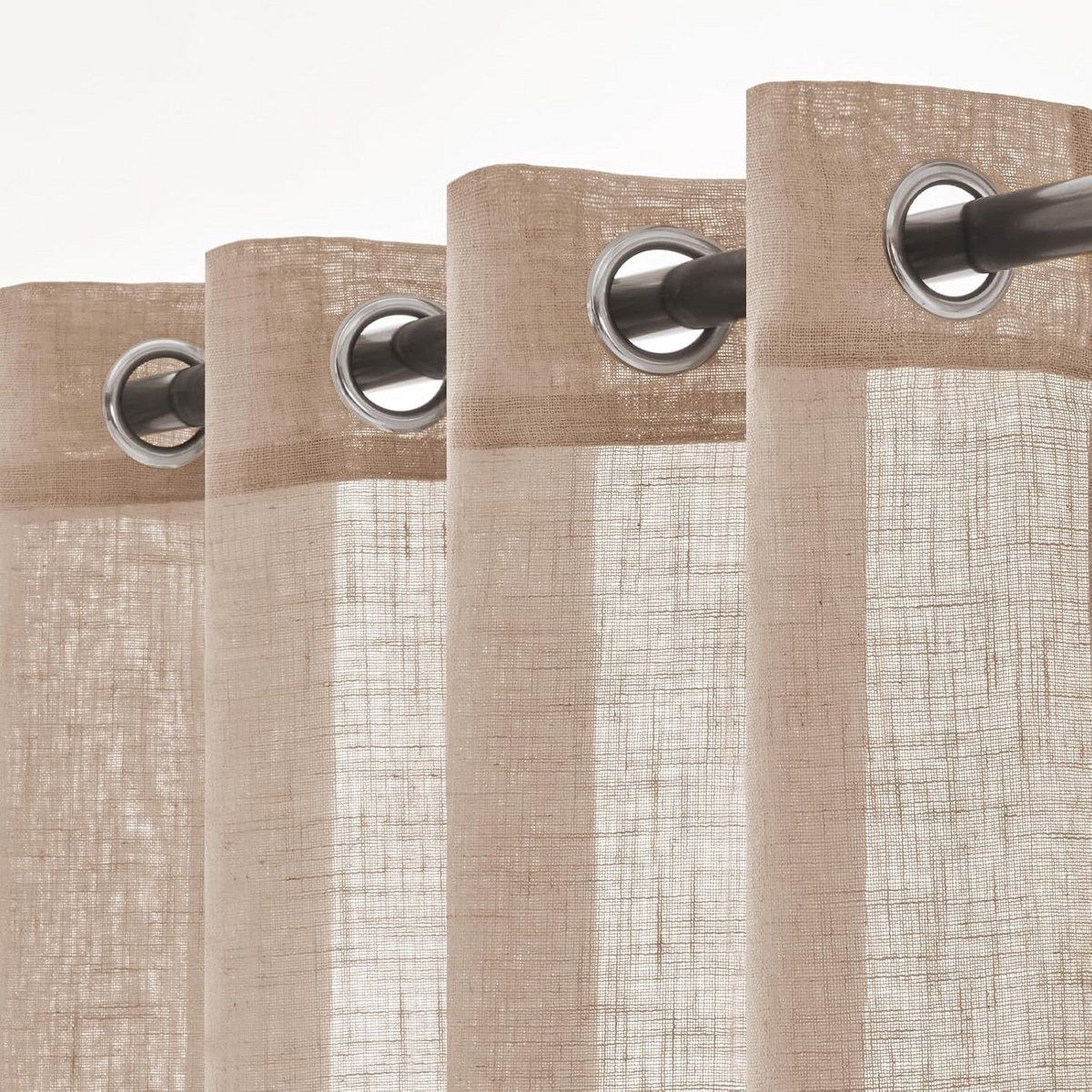Linnen Vitrage Gordijnen Transparant Blauw - 2 Stuks 140 x 260 cm - Verduisterend en Decor