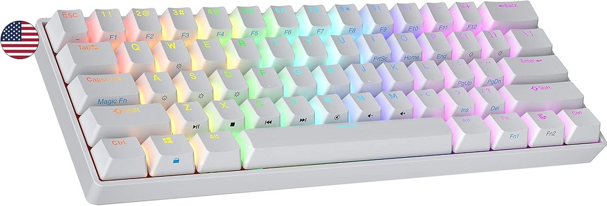 Mechanisch Gaming Toetsenbord 60% Hot-Swappable QWERTY RGB Verlicht Voor PC/Mac