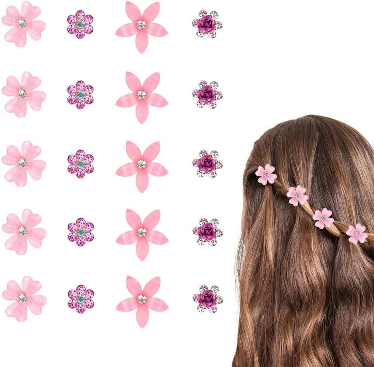 20 Roze Haarspeldjes met Strass Steentjes voor Bruiloft en Feest