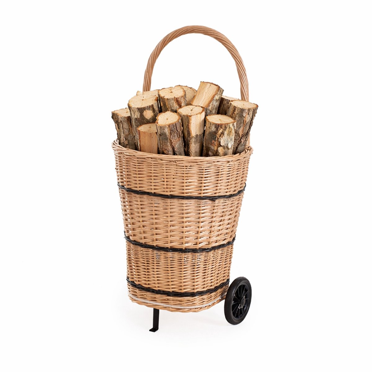 The Wicker Stories - Handgevlochten – Haardhoutmand – op wielen – riet – met handvat