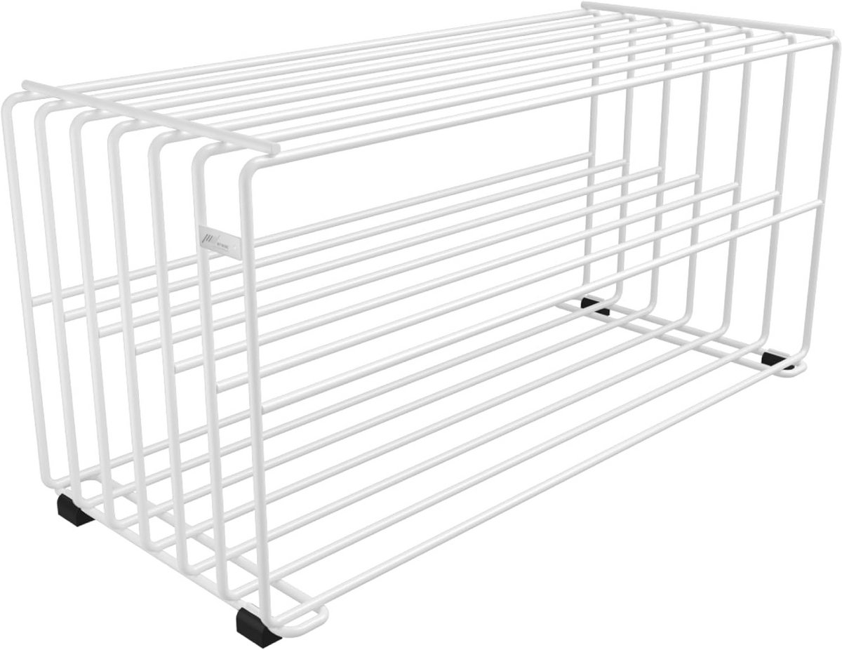 Elegante Metalen Schoenenrek - Modern en Hoogwaardig Schoenorganisator in Verkeerswit