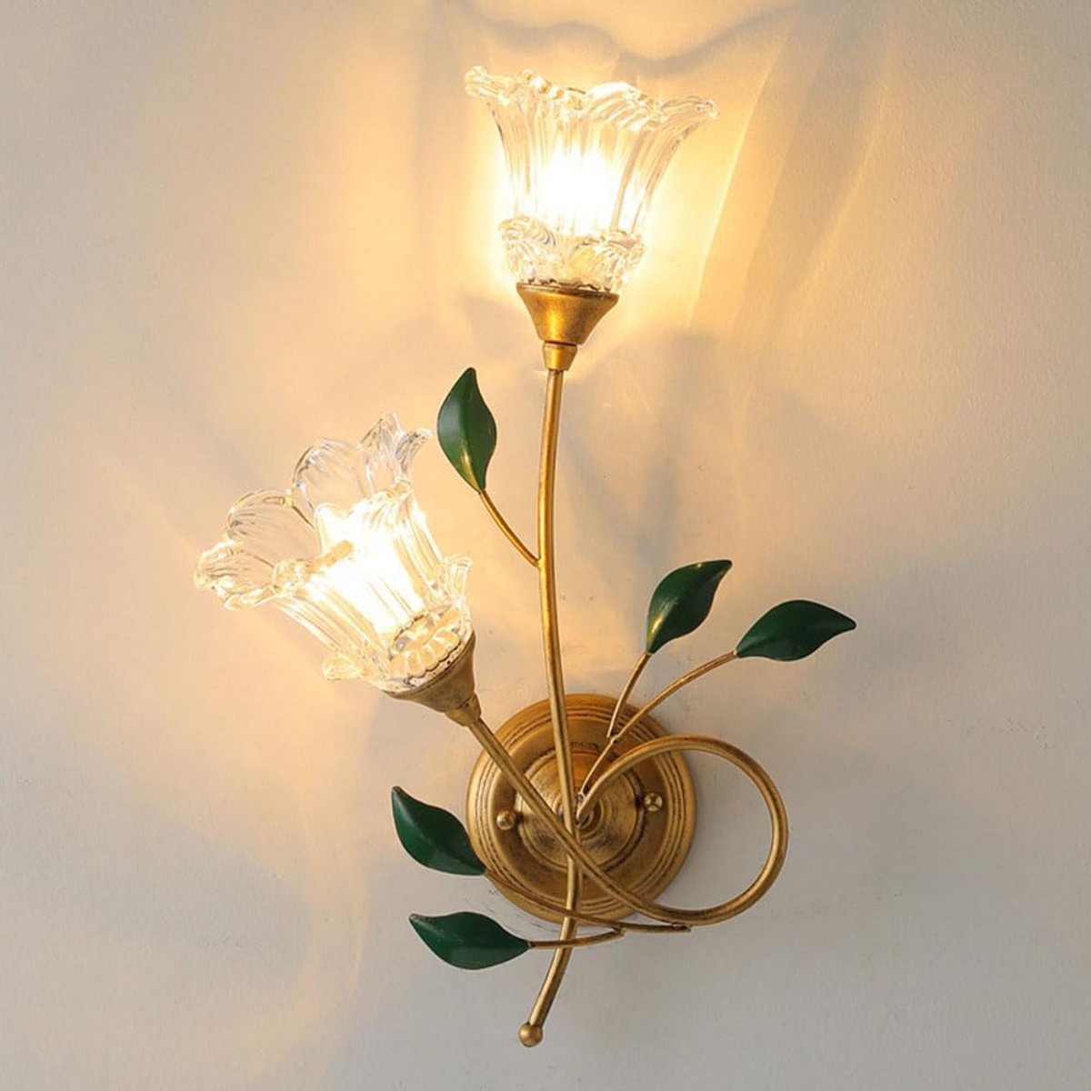 Romantische Wandlamp Bloemvorm Metaal en Glas voor Woonkamer en Slaapkamer