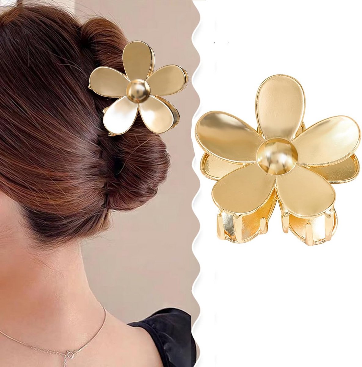 Grote Bloemen Haarklem voor Dik Haar - Sterke Metalen Antislip Klem voor Dames