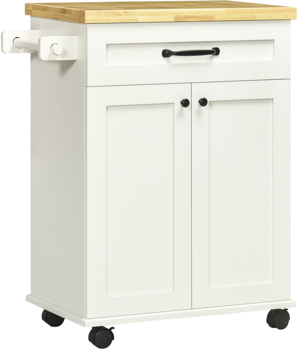 HOMCOM Keukenwagen - Hout - 68x40x83,5cm - Wit