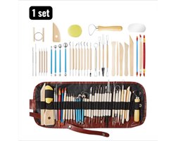 1 set - Boetseerspatels - Klei Gereedschap - Professionele Pottenbakkers Tools voor Boetseren, Vormgeven en Sculpturen van Klei of Polymer Klei - Inclusief opbergtassen