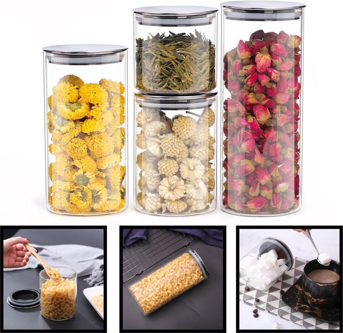 Decopatent® 3 Delig Stoommandje met deksel - 20.5 Cm - Bamboe - Rijst