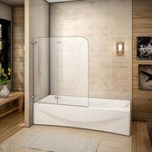2-delig opvouwbaar badwand 140x120cm, inklapbaar douchescherm, badscherm, 5mm helder veiligheidsglas