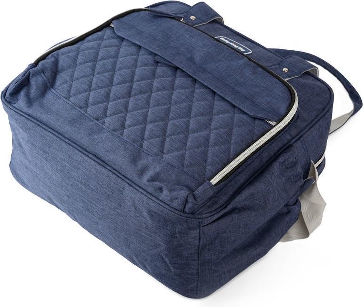 Kinderkraft Luiertas Rugzak MOONPACK CONFETTI, Draagbare, Verzorgingstas voor Kinderwagen, 9 Vakken, Verstelbare schouderbanden, Thermo en Waterdicht vak, Blauw