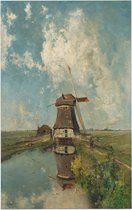 Een molen aan een poldervaart, Paul Gabriël - Foto op Forex - 100 x 150 cm