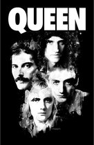 Queen - Faces Textiel Poster - Zwart