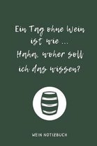 Ein Tag Ohne Wein Ist Wie ... Haha, Woher Soll Ich Das Wissen? Wein Notizbuch: A4 Tagebuch mit sch�nen Spr�chen als Geschenk f�r Wein-liebhaber, Weink