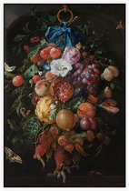 Festoen van vruchten en bloemen, Jan Davidsz. de Heem - Foto op Akoestisch paneel - 100 x 150 cm