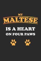 My Maltese is a heart on four paws: Notizbuch, Notizheft, Notizblock - Geschenk-Idee f�r Hunde-Halter - Karo - A5 - 120 Seiten