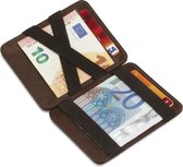 Hunterson compacte Portemonnee voor heren en dames uit leder, Kaarthouder met RFID-bescherming, Portefeuille met plaats voor 8 kaarten, Magic Wallet, Bruin