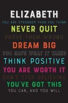 Elizabeth You Are Stronger Than You Think Never Quit Prove Them Wrong Dream Big You Have What It Takes Think Positive You Are Worth It Dont Stop Belie