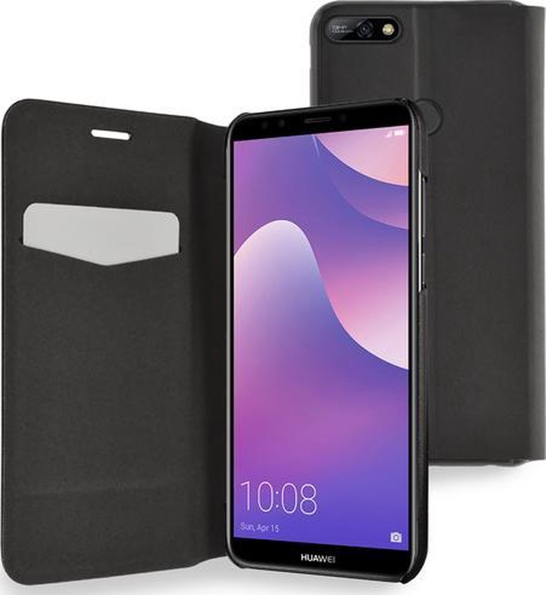MH by Azuri booklet ultra thin with stand function - black - Huawei Y7 (2018)