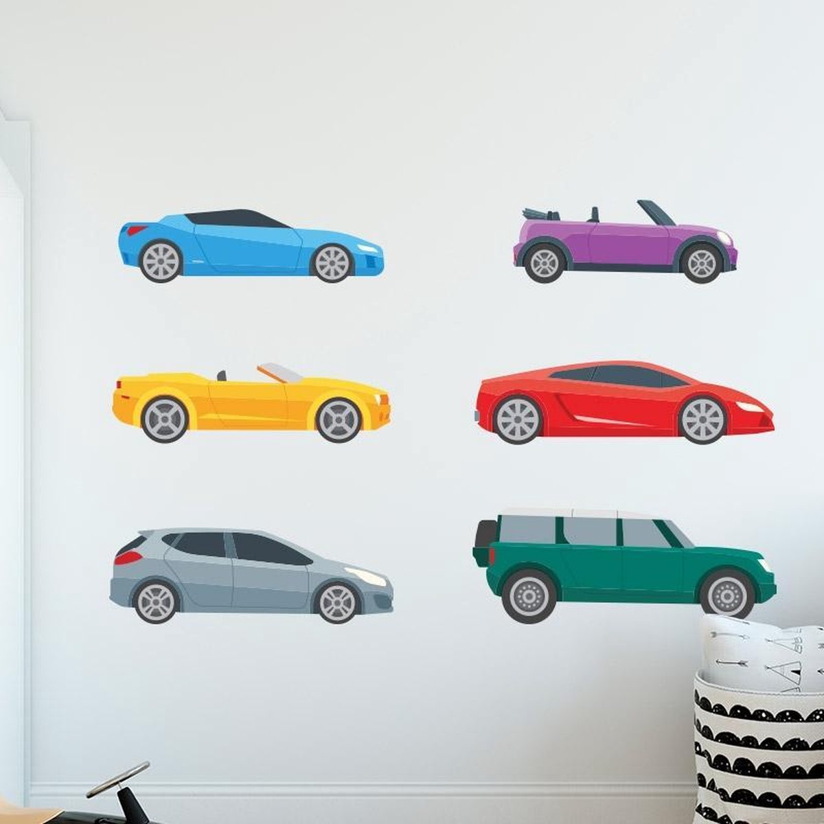 Muursticker auto's set voor kinderkamer | wandstickers | deurstickers | jongenskamer