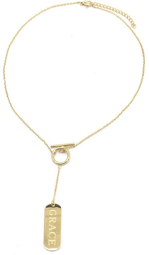 Ketting Grace - RVS - Lengte Verstelbaar 45-49 cm - Goudkleurig