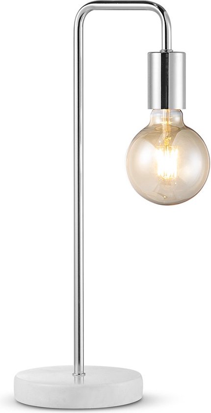 Home Sweet Home - Moderne tafellamp Noble Marble - Geborsteld staal - 20/20/40cm - bedlampje - voor E27 lichtbron - gemaakt van Marmer en metaal