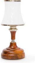 relaxdays Vintage tafellamp - Bureaulamp design - Melkglas - Hout - Mahonie uitstraling.