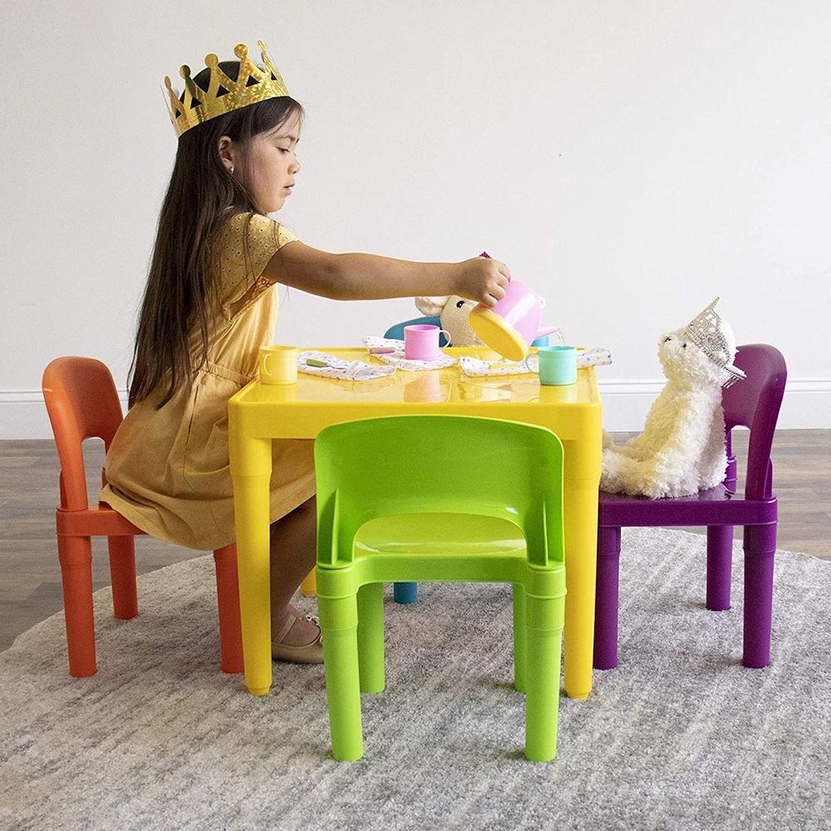 Decopatent® Kindertafel met stoeltjes van kunststof - 1 tafel en 4 stoelen  voor... | bol
