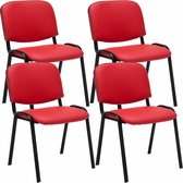 CLP Ken 4-delige set bezoekersstoelen - Kunstleer rood
