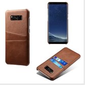 Back Cover met Opbergvakjes + Gehard Glas Screenprotector voor Galaxy S8 _ Donkerbruin