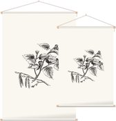 Gebladerte zwart-wit - Foto op Textielposter - 60 x 90 cm