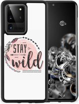 Siliconen Back Cover Geschikt voor Geschikt voor Samsung Galaxy S20 Ultra Telefoon Hoesje met Zwarte rand Boho Stay Wild