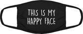 Happy face uitwasbaar & herbruikbaar mondkapje - Zwart