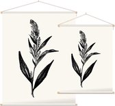 Peperkers zwart-wit (Broad-Leaved Pepperwort) - Foto op Textielposter - 60 x 80 cm