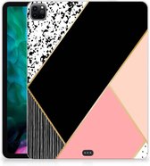 Siliconen Back Cover iPad Pro 12.9 (2020) | iPad Pro 12.9 (2021) Tablet Hoes Customize Black Pink Shapes met doorzichte zijkanten