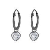 WeLoveSilver "Zilveren oorringen met hanger, wit kristallen hart" 925 sterling zilver