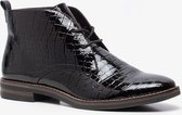 Nova dames lak veterschoenen met croco print - Zwart - Maat 39