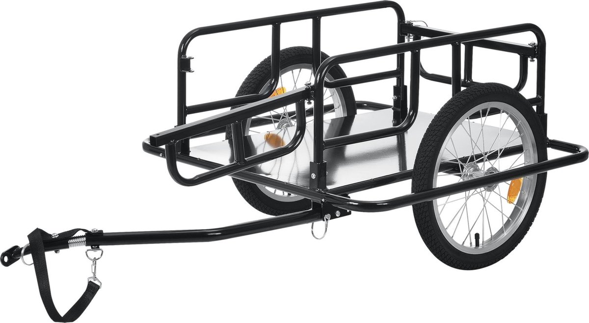 Fiets aanhangwagen fietskar 130x72x49 cm zwart