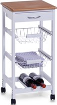 Keuken trolley/kastje met uitschuifbare mandjes en wijnrek 36 x 76 cm - Zeller - Woondecoratie - Keuken accessoires/benodigdheden - Bijzetkastjes - Trolleys