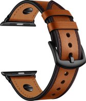 SmartphoneClip® Leer cognac Bandje met schroef geschikt voor Apple Watch 42mm, 44mm, 45mm, en 49 mm (alle generaties)
