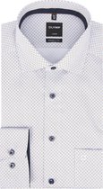 OLYMP Luxor Modern Fit overhemd - bruin - lichtblauw en wit dessin (contrast) - Strijkvrij - Boordmaat: 46