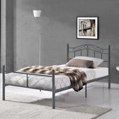 Metalen bedframe Florenz met bedbodem donkergrijs 120x200