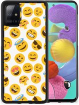 Telefoon Hoesje Super als Cadeautjes voor Meisjes Geschikt voor Samsung Galaxy A51 Backcover Soft Siliconen Hoesje met Zwarte rand Emoji