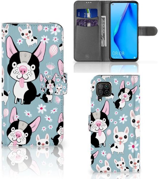 Tenphone Etui Coque pour Huawei P40 Lite Portefeuille Chiens