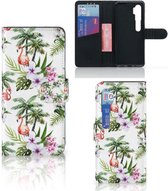 Telefoonhoesje Xiaomi Mi Note 10 Pro Flip Hoesje met naam Flamingo Palms