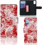 GSM Hoesje Geschikt voor Samsung Galaxy A41 Book Style Case Angel Skull Red