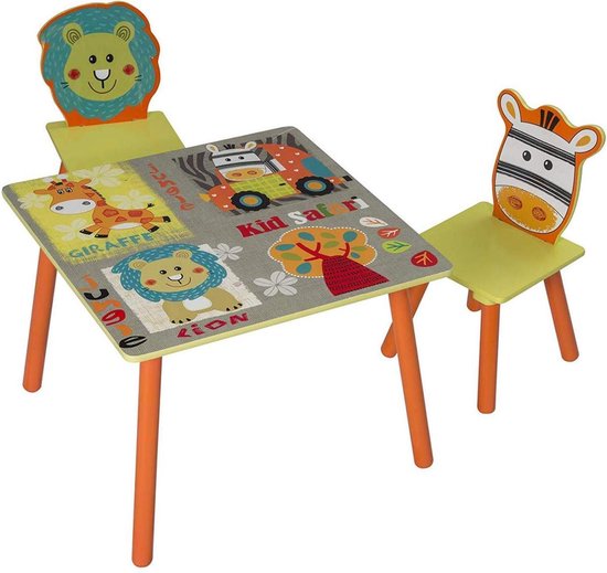 Kindertafel en stoeltjes van hout 1 tafel en 2 stoelen voor kinderen