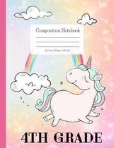 Composition Notebook 4th Grade: Rainbow and Unicorn Composition Notebook, Soft Cover, Wide Ruled Composition Book for Girls, Colorful Unicorn Design C