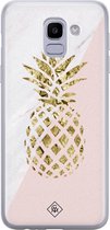 Samsung J6 (2018) hoesje siliconen - Ananas | Samsung Galaxy J6 (2018) case | Roze | TPU backcover transparant