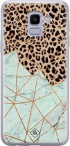 Samsung J6 (2018) hoesje siliconen - Luipaard marmer mint | Samsung Galaxy J6 (2018) case | Bruin | TPU backcover transparant