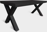 Betonlook Eettafel | Black Steel | 200x100cm | Stalen X-poten | Beton tafel | Betonlook Fabriek